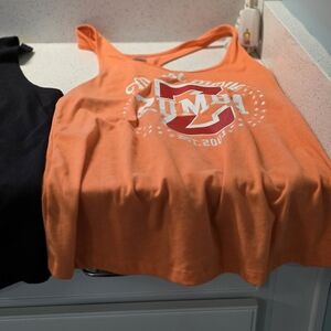 Orange Graphic Tank Top with White & Red Logo